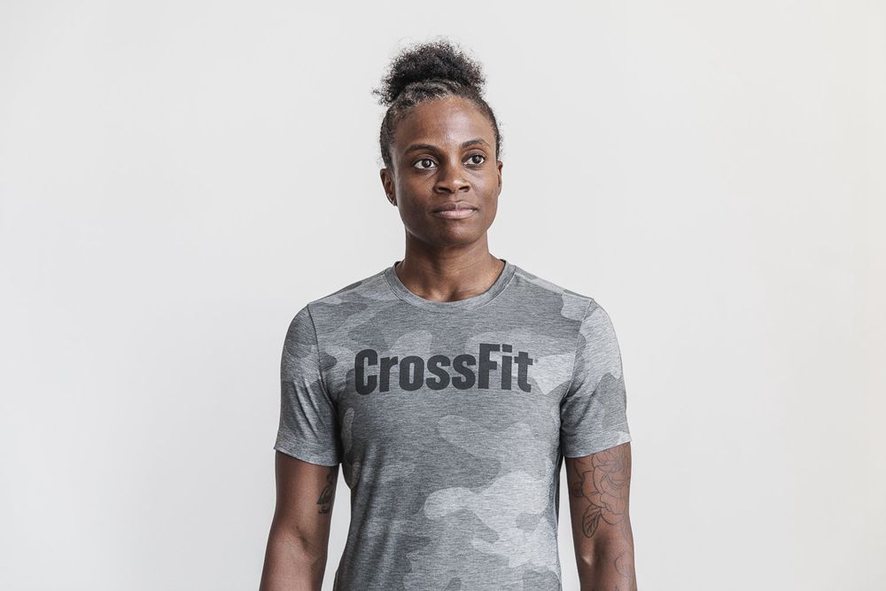 NOBULL Women's Crossfit® Tee - Grey Camo - Ireland (0386OIQBP)